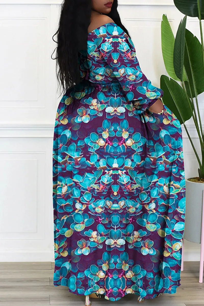 Off the Shoulder Long Sleeve Plus Size Dresses