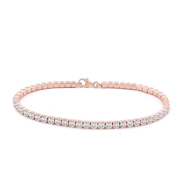.925 Sterling Silver 3 mm Round CZ Tennis Bracelet