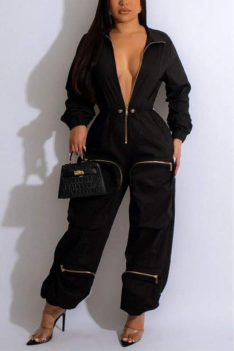 CARGO ZIPPERED POCKET JUMPSUIT