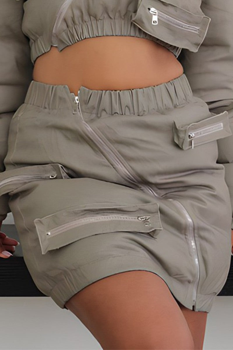 Zipper Puffer Skirt