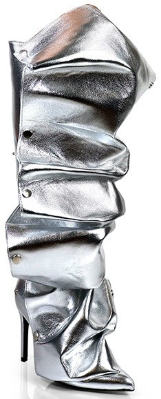 POINTY TOE STILETTO KNEE HIGH BOOTIES