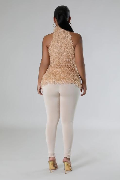 FAUX FUR TOP AND LEGGINGS SET