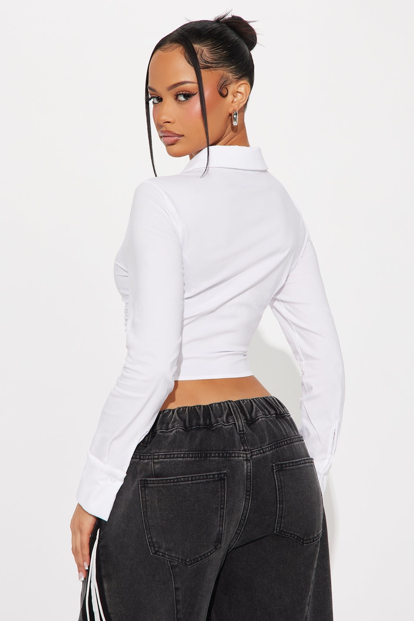 COLLARED ZIP UP CROP TOP