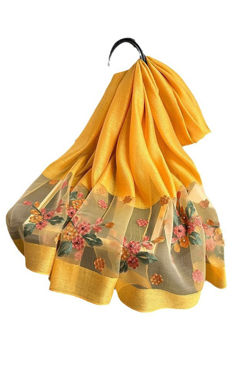 Embroidered Floral Stud Faux Scarf Shawl