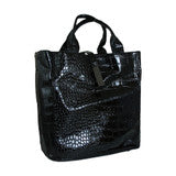 Black Vegan Leather Luxury Tote Handbag