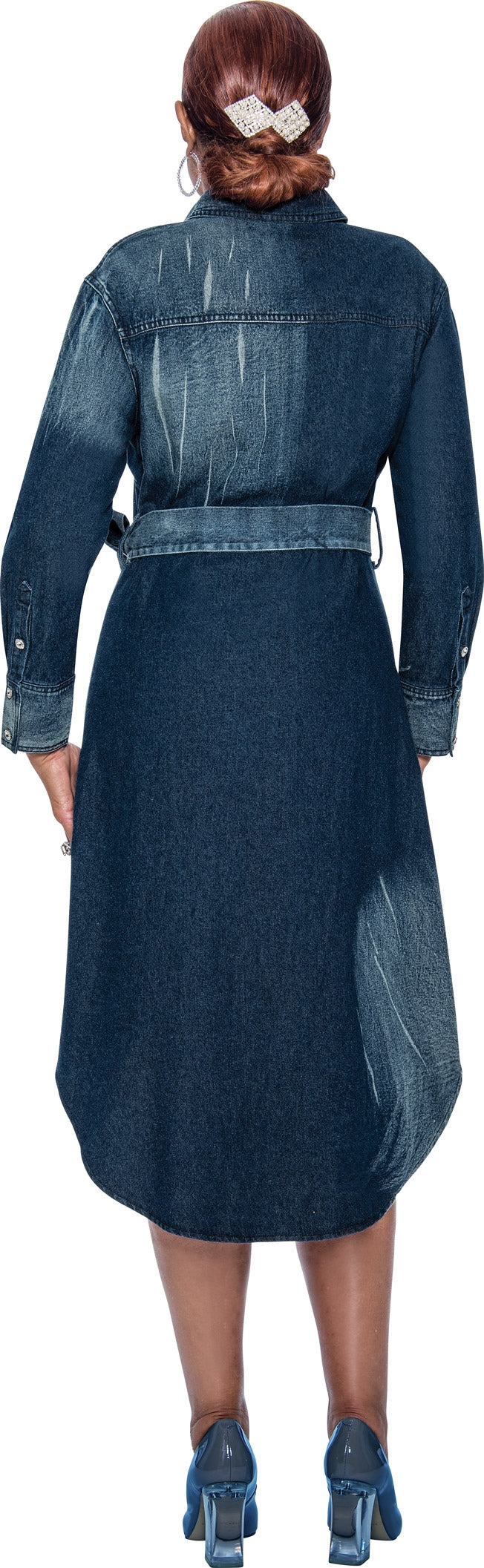 Belted Denim Plus Size Dress