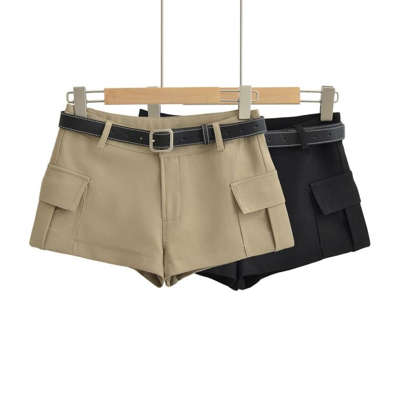 Sexy slight stretch with belt high-waist shorts