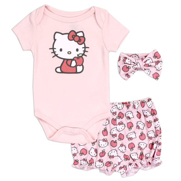 HELLO KITTY Girls Newborn 3-Piece Short Set