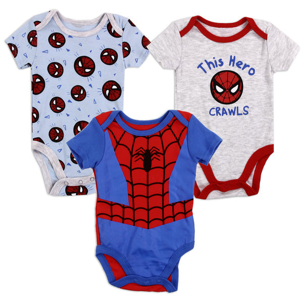 SPIDER-MAN Boys Newborn 3-Pack Creepers