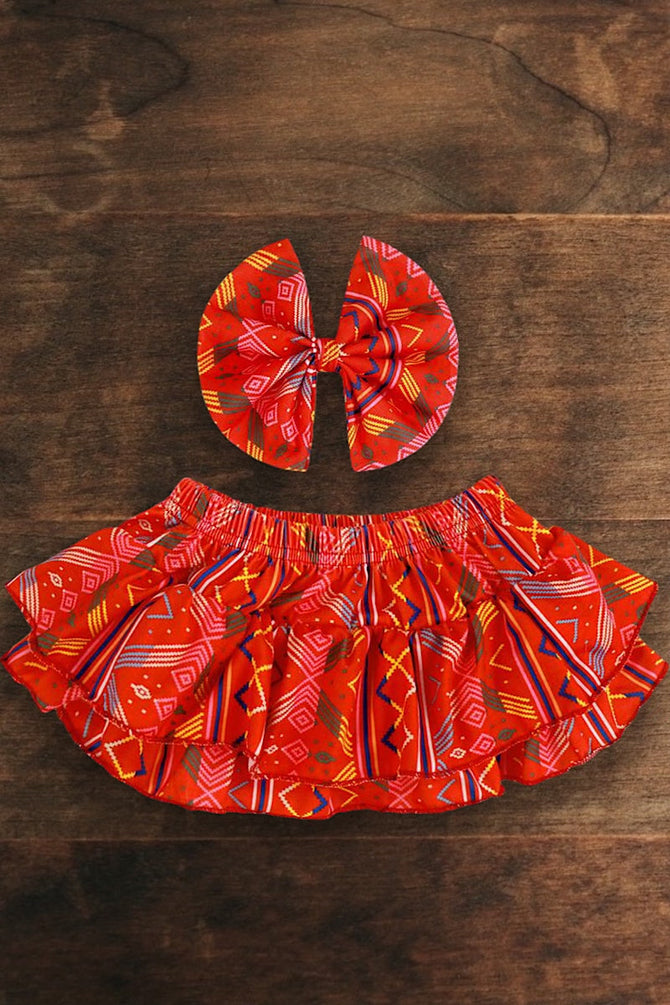 GEOMETRIC BLOOM SKIRT / DOUBLE LAYER RUFFLE. (HAIR CLIP INCLUDED)