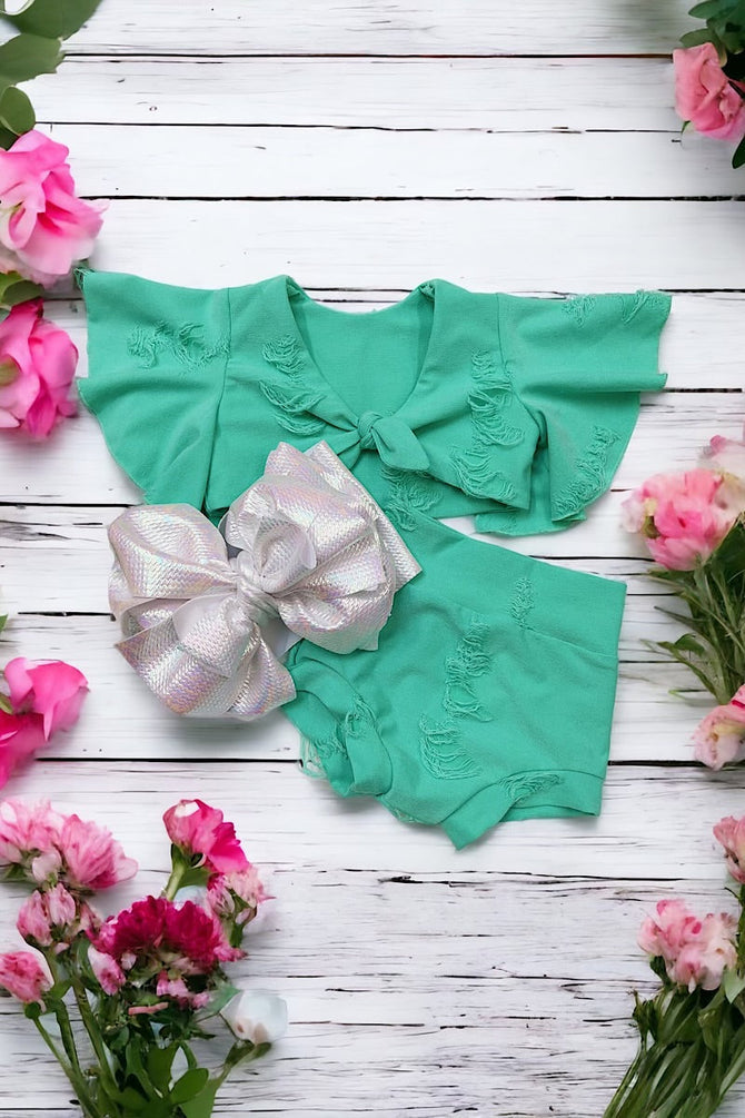 NEON GREEN WITH OPEN BACK CROP TOP SET