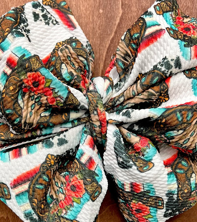 HORSESHOE & COW SKULL PRINTED HEADBANDS. 3PCS