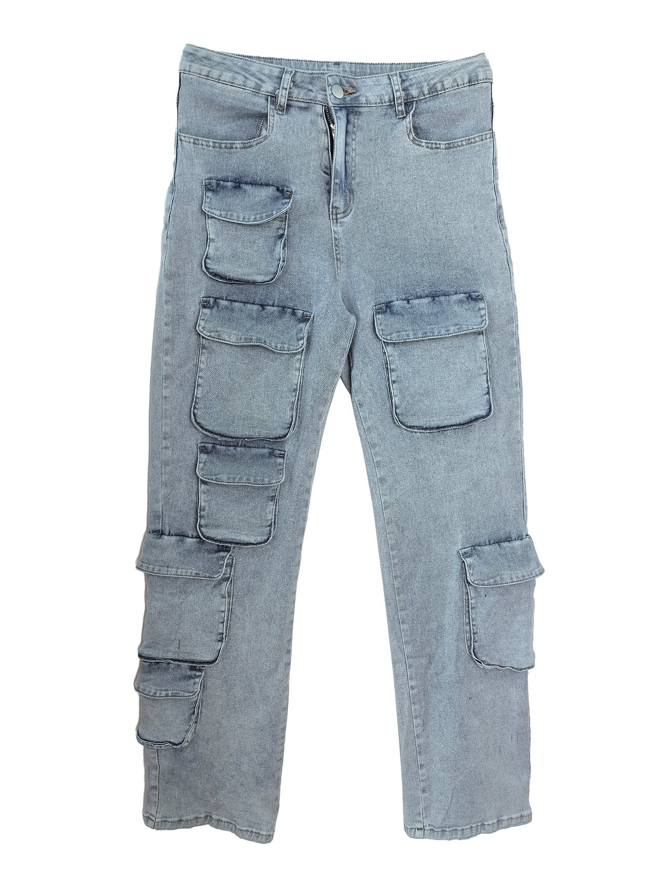 Women's Stretch Multi-Pocket Cargo Denim Pants