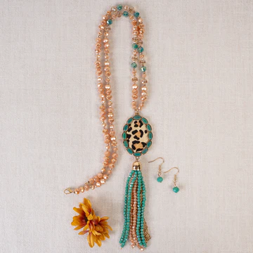 Beaded Tassel Necklace Set