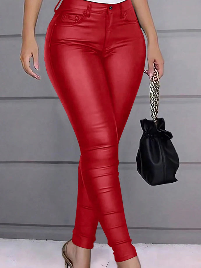 Plus Size Emerald Green High-Waisted Skinny Pants