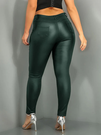 Plus Size Emerald Green High-Waisted Skinny Pants