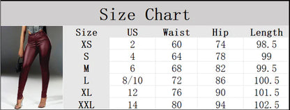 Apperloth Women Wine Red High Waist Skinny Leggings Tapered Pants