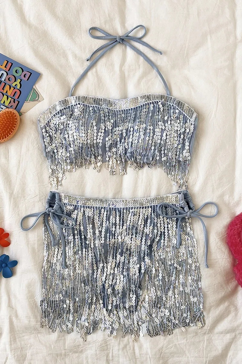 Sexy Backless Tassel Swimwear