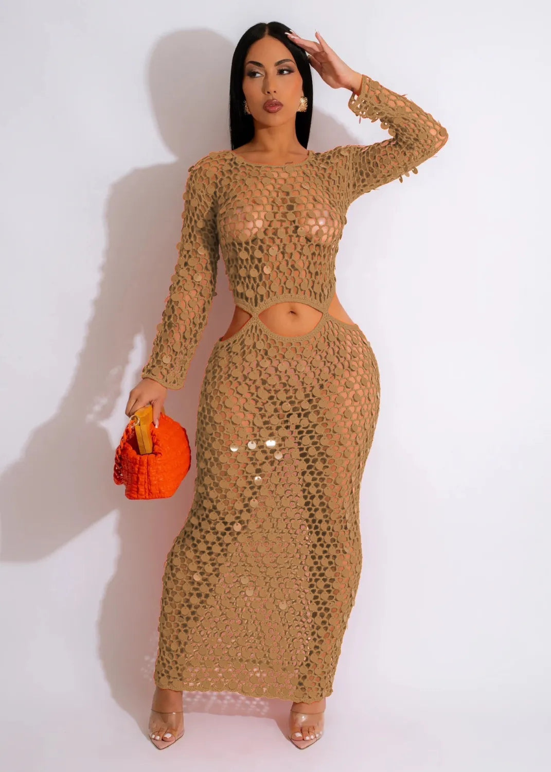 Cut-Out Sequin Beach Dress