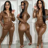 Long Sleeve Zipper Hoodies Sport 2 Piece Pants Set