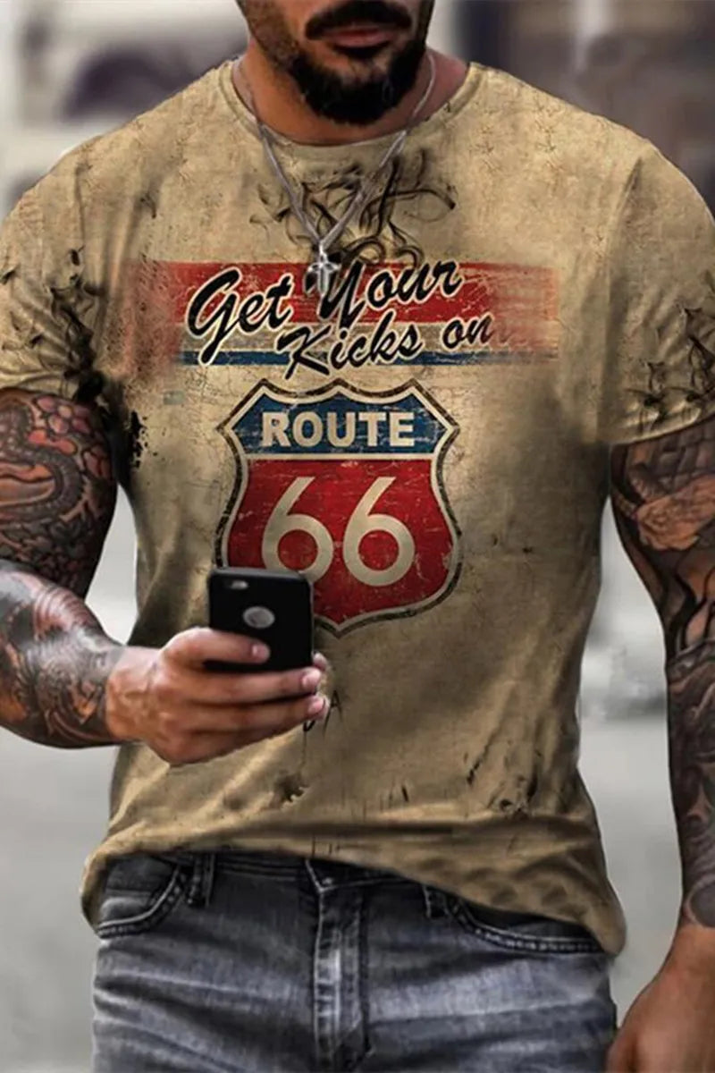 Khaki Motorcycle Print T-shirt