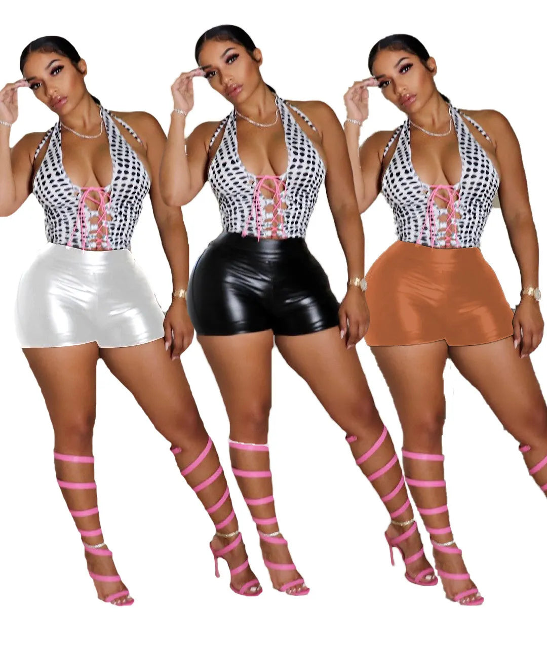Leather Shorts With Side Zipper