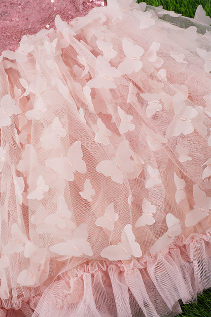 BABY CORAL BUTTERFLY TULLE DRESS