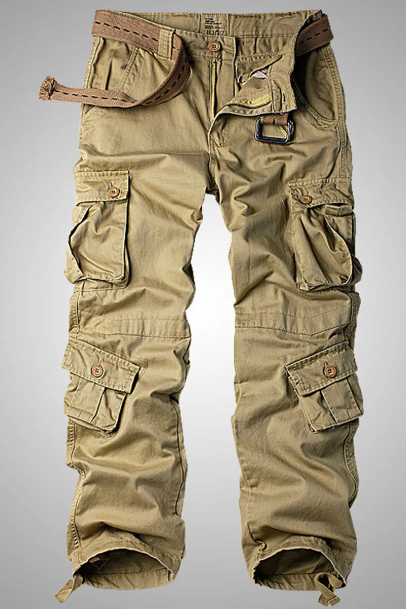Casual Pocket Straight Solid Color Pants