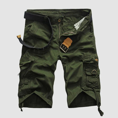 Green Casual Camouflage Straight High Shorts