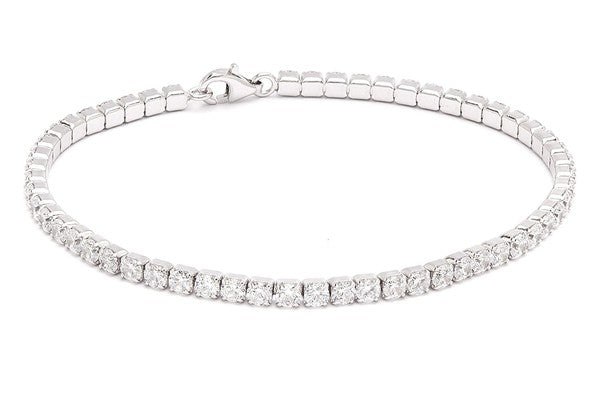 .925 Sterling Silver 3 mm Round CZ Tennis Bracelet