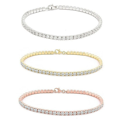 .925 Sterling Silver 3 mm Round CZ Tennis Bracelet