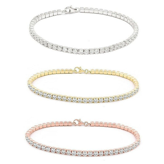 .925 Sterling Silver 3 mm Round CZ Tennis Bracelet