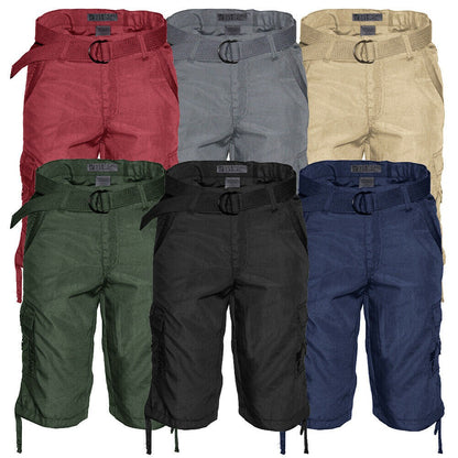 Men's Cargo Shorts Multi-Pocket Lightweight Belted
