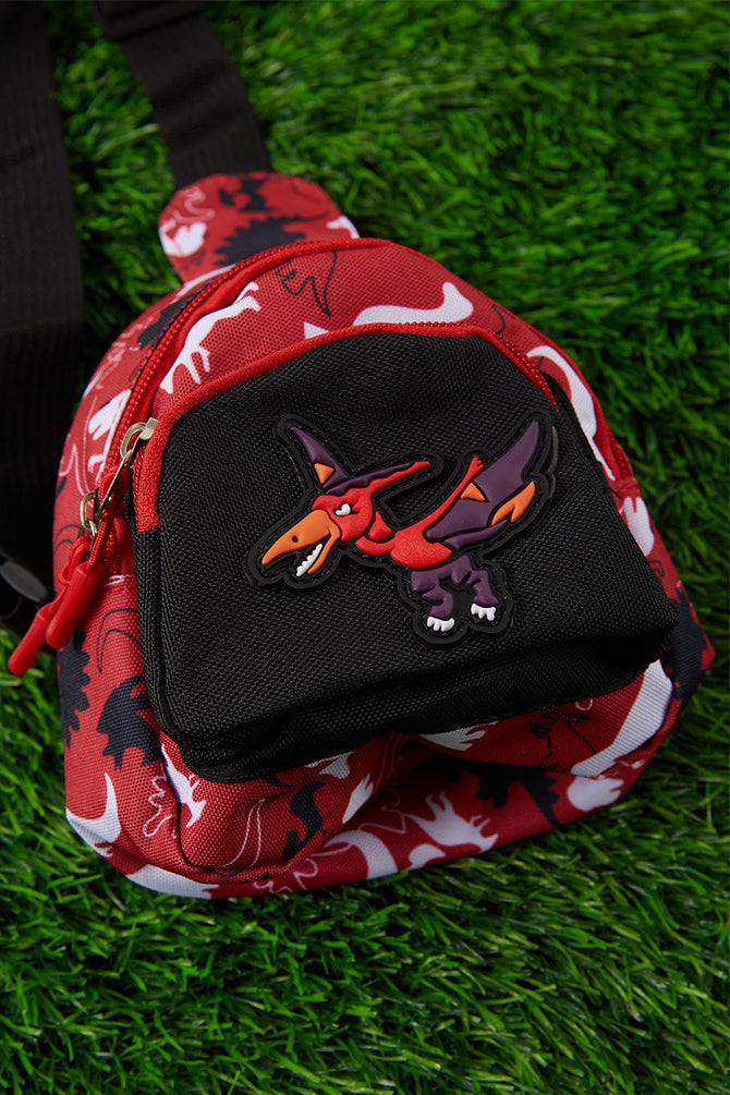 MINI BOYS SLING BAGS WITH DINOUSAUR APPLIQUE.