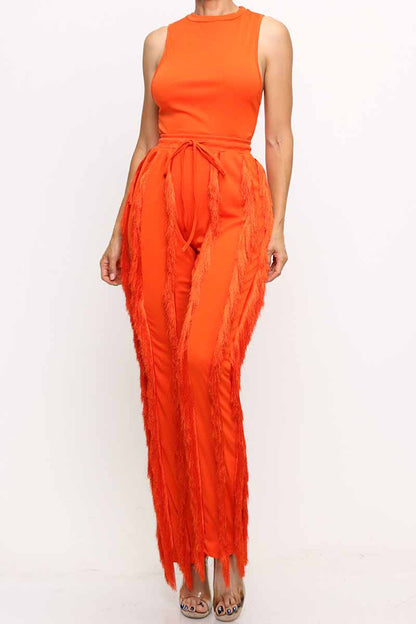 SLEEVELESS BODYSUITS AND LONG PANT SETS