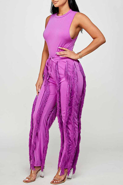 SLEEVELESS BODYSUITS AND LONG PANT SETS