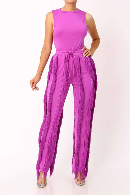 SLEEVELESS BODYSUITS AND LONG PANT SETS