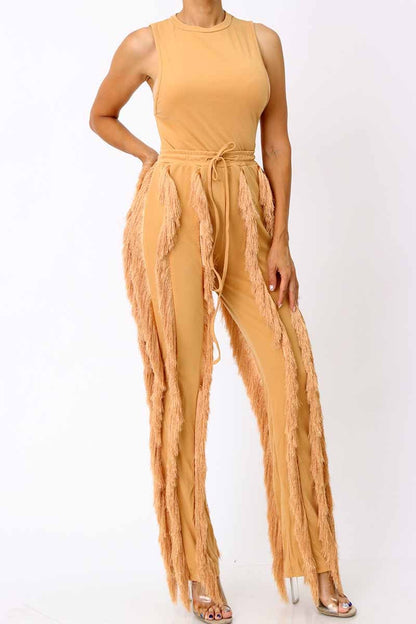 SLEEVELESS BODYSUITS AND LONG PANT SETS