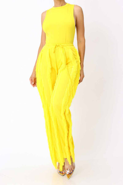 SLEEVELESS BODYSUITS AND LONG PANT SETS