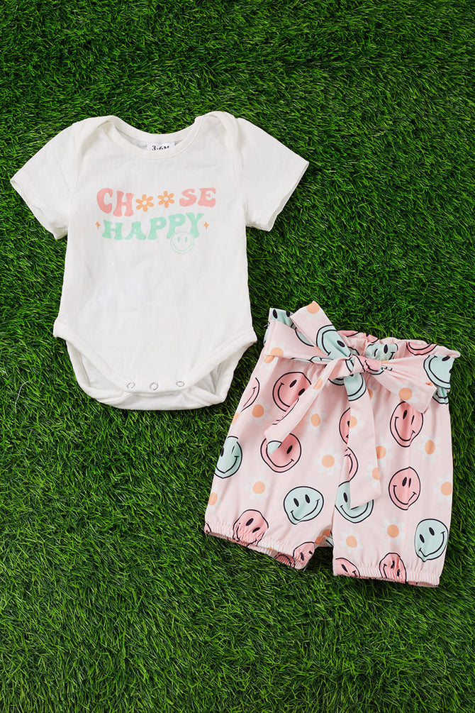 CHOOSE HAPPY" EMOJI PRINTED BABY SET