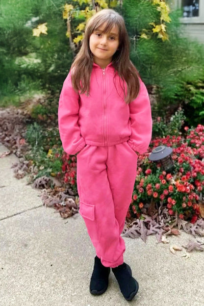 Toddler's 2 pc Pant Jog Set W/ Zip Up Hoodie  & Smocked Elastic Waistband