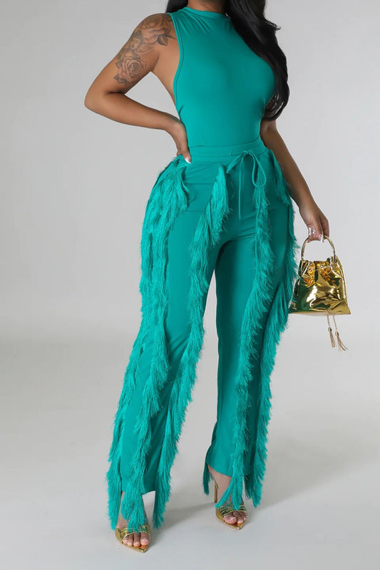 SLEEVELESS BODYSUITS AND LONG PANT SETS