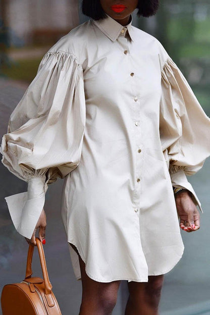 SOLID MIDI DRESSES LONG SLEEVE