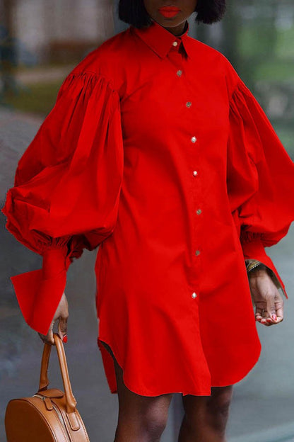 SOLID MIDI DRESSES LONG SLEEVE