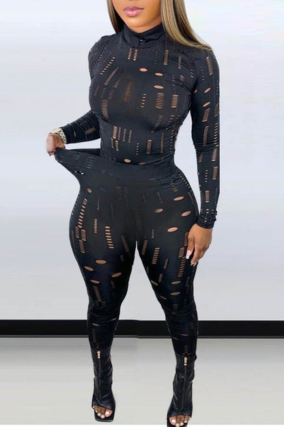 Sexy set solid color long sleeve