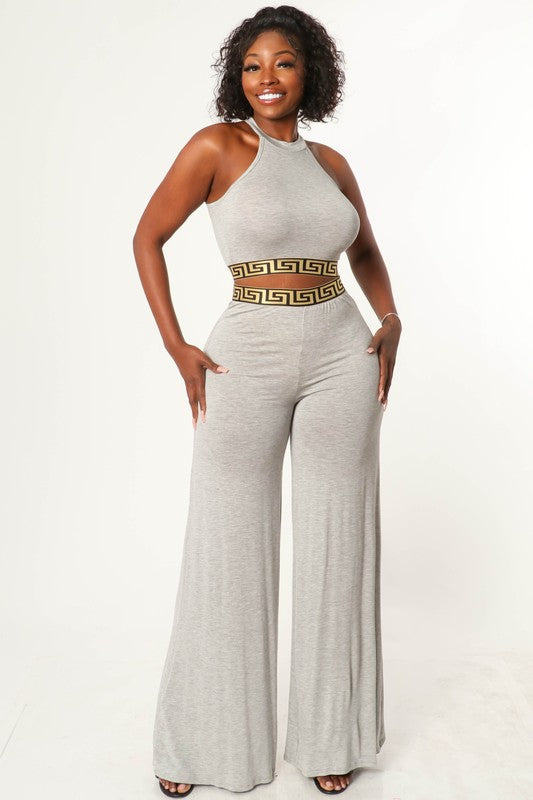 HALTER TOP AND WIDE LEG PANT SET