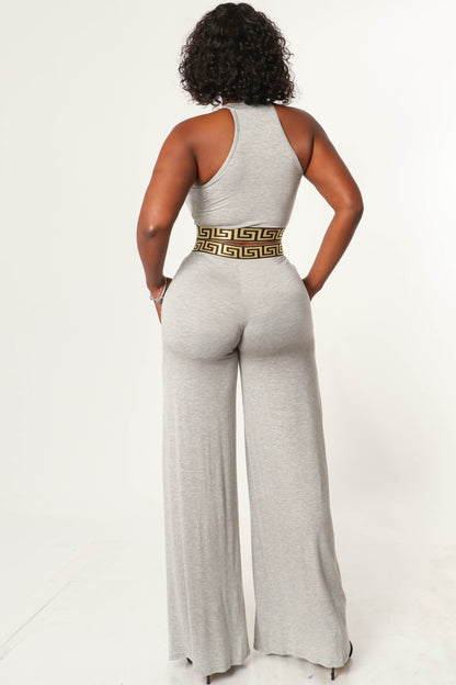 HALTER TOP AND WIDE LEG PANT SET