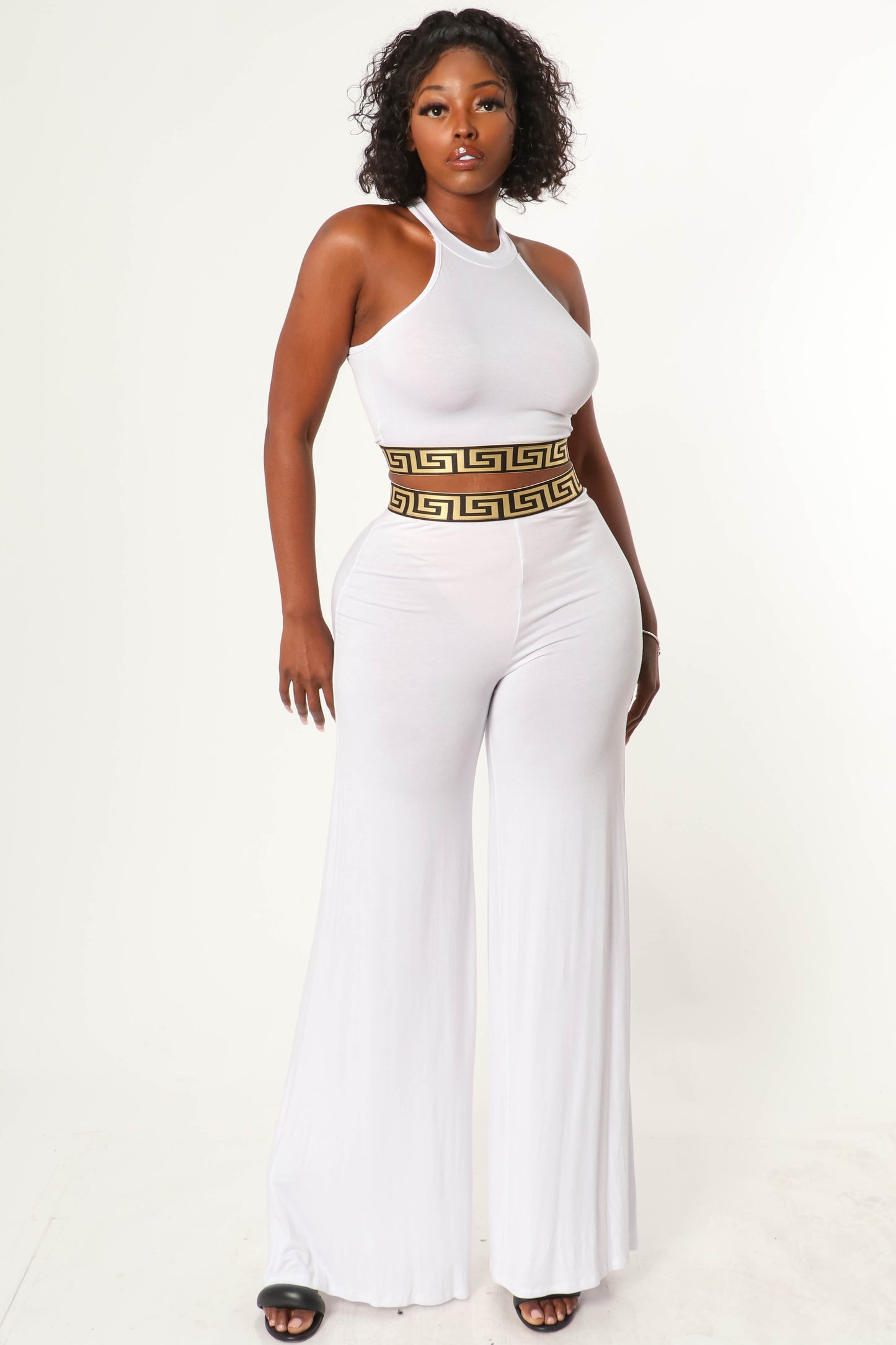 HALTER TOP AND WIDE LEG PANT SET