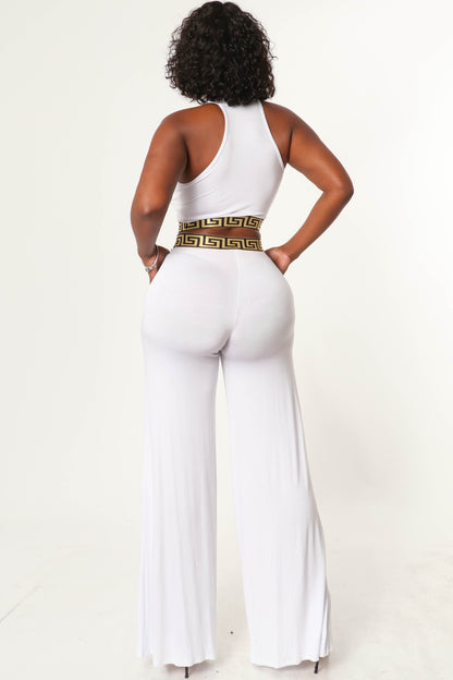HALTER TOP AND WIDE LEG PANT SET