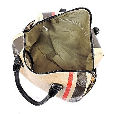 Plaid Check Boston Satchel Bag